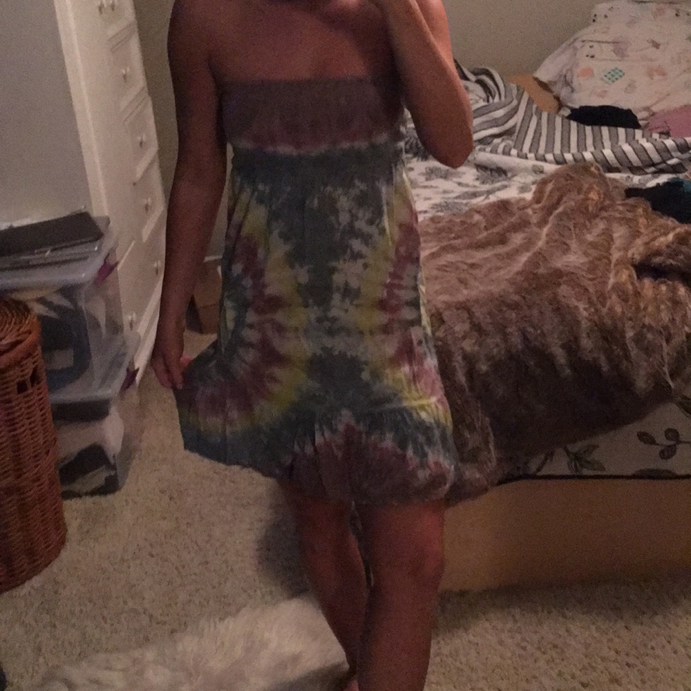 Tie dye tube top summer dress